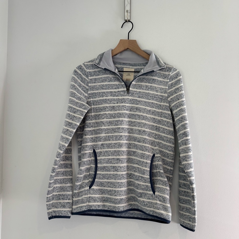 Thread & Supply Blue Stripe Quarter Zip Pullover Size XS Cozy Minimalist